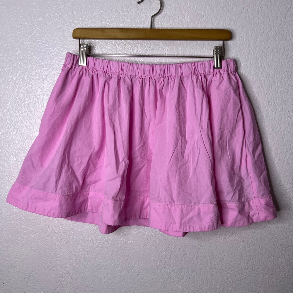 Free People Free-est Pink Cotton Mini Skirt Women Size XL Elastic Waist Pockets - Picture 2 of 7